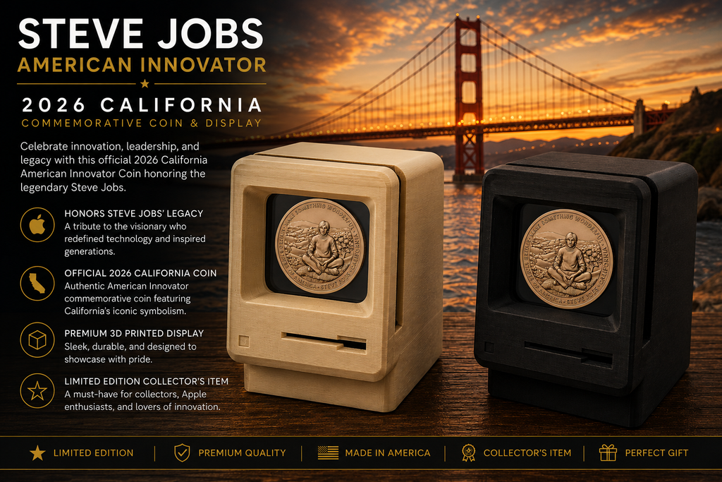 Steve Jobs Coin Display — Collector's Pair (Tan + Black)